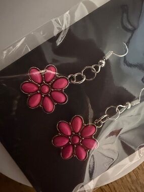 Pink Floral Dangle Earrings - Women's Jewelry
